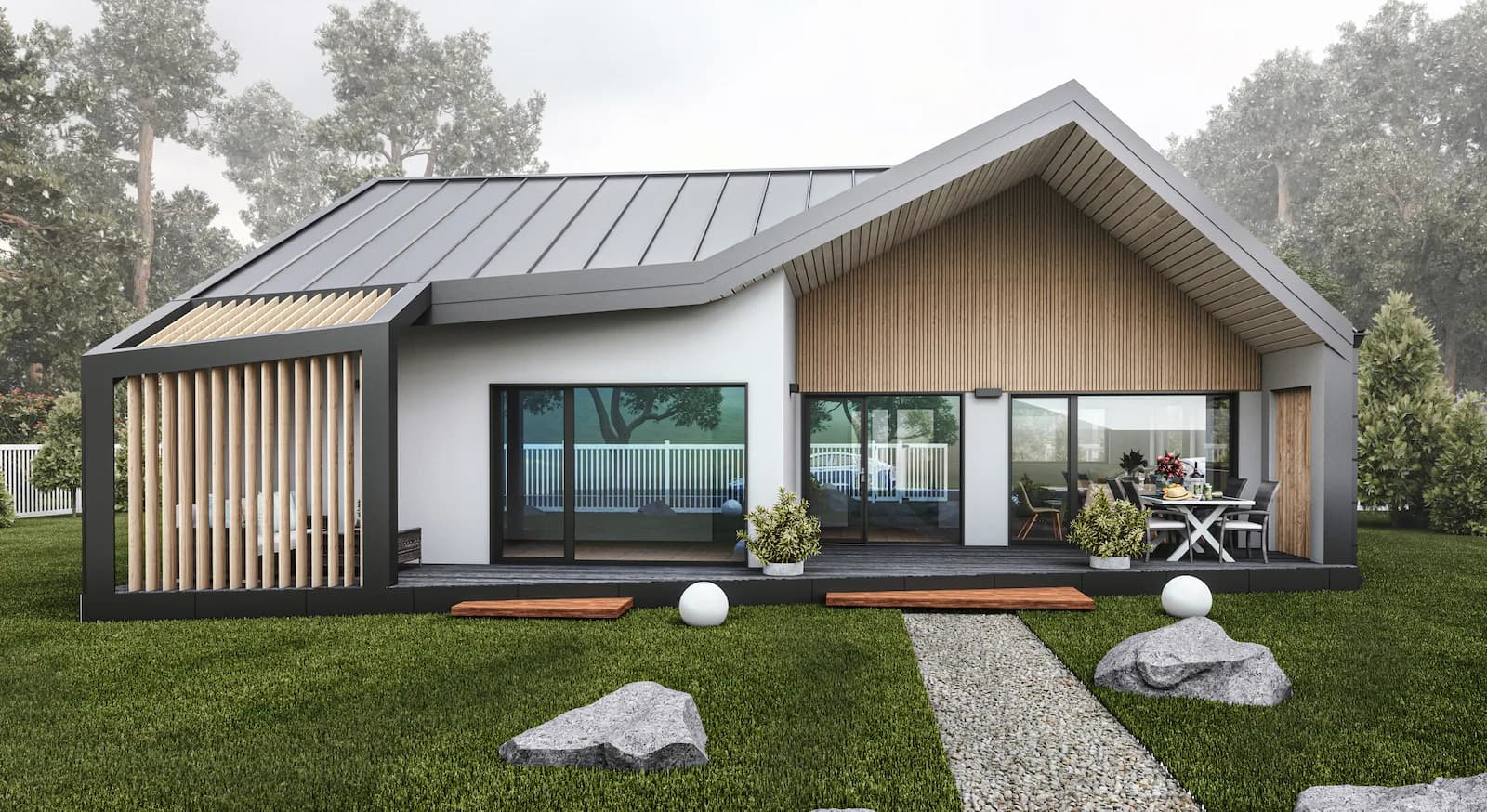 Semi-finished modular house in Europe — Modulo 107, three-bedroom residential modular house